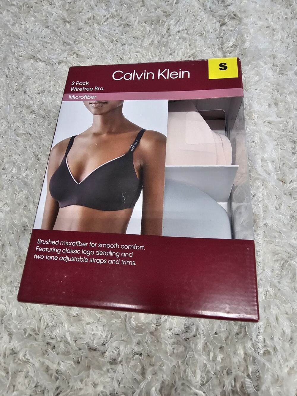 NWT Calvin Klein Womens Wirefree Bra 2 Pack Small Microfiber Wireless Light Fit